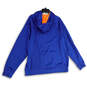 Womens Blue Orange Long Sleeve Drawstring Zipper Pocket Pullover Hoodie Size XXL image number 2