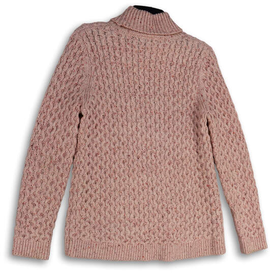 Womens Pink Turtle Neck Long Sleeve Knitted Stretch Pullover Sweater Size M image number 2