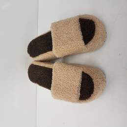 EGO Beige & Brown Platform Fur Slipper Size 8