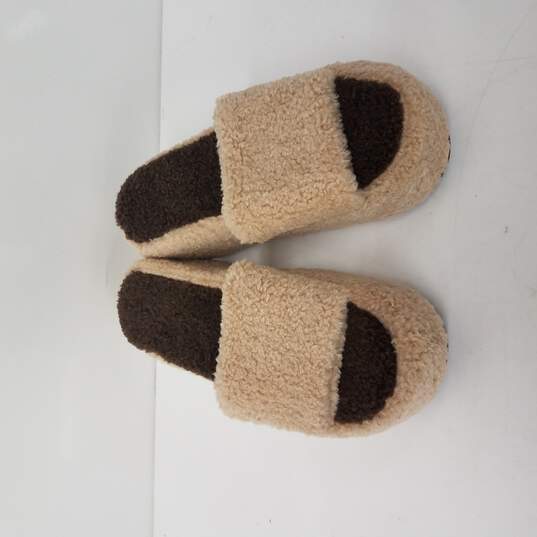 EGO Beige & Brown Platform Fur Slipper Size 8 image number 1