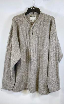 Work Wear Mens Gray Knitted Vintage Look Long Sleeve Henley Sweater Size XXL
