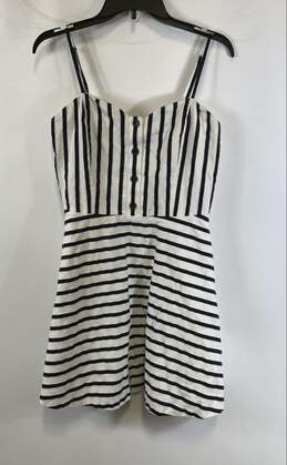 Alice + Olivia Womens Black White Striped Sleeveless Short Mini Dress Size 12