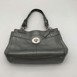 Womens Penelope Black Leather Inner Pockets Bottom Stud Zipper Shoulder Bag