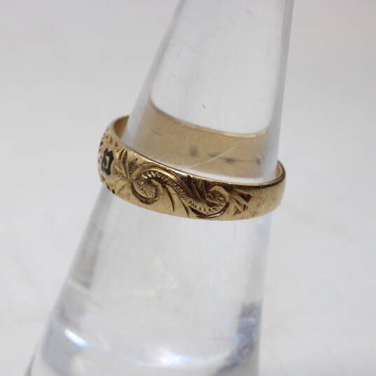 14K Yellow Gold Etched Ring Band Size 4.75 - 2.1g image number 3