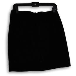 NWT Womens Black Flat Front Back Zip Short A-Line Skirt Size 6 alternative image