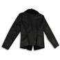 NWT Womens Black Leather Long Sleeve Asymmetrical Zip Jacket Size Medium image number 2