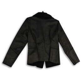 NWT Womens Black Leather Long Sleeve Asymmetrical Zip Jacket Size Medium alternative image