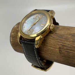 Designer Invicta Black Leather Strap Analog Round Dial Quartz Wristwatch