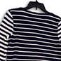 Womens Blue White Striped Long Sleeve Round Neck Shift Dress Size Small image number 4