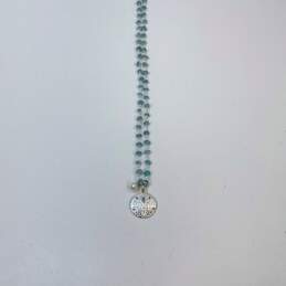 Designer Brighton Silver-Tone Blue Beaded Chain Round Pendant Necklace alternative image