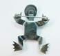 Artisan 925 Southwestern Turquoise Inlay Frog Animal Stamped Brooch 7.3g image number 3
