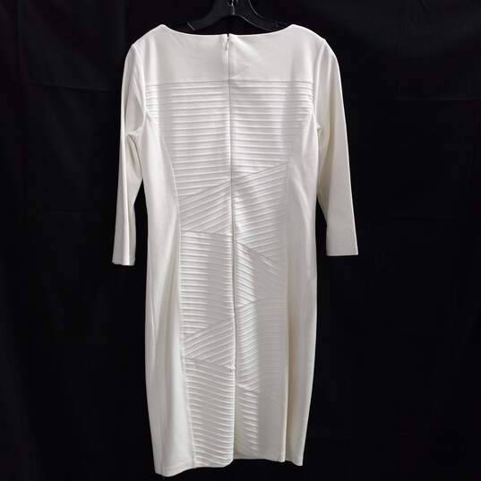 White House Black Market Women's White Ribbed Sheath Dress Size 8 image number 2