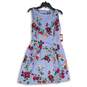 NWT Womens Purple Floral Sleeveless Boat Neck Back Zip Fit & Flare Dress Size 8 image number 1
