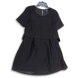 Womens Black Key Hole Back Round Neck Short Sleeve A-Line Dress Size 6