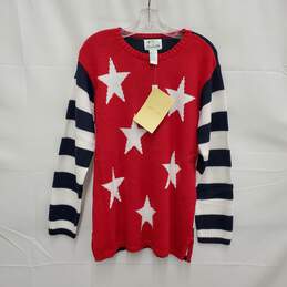 NWT VTG Quacker Factory WM's 4th of July Star Spangle Banner Crewneck Sweater Size M