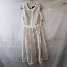 Tahari White Mesh Sleeveless Dress