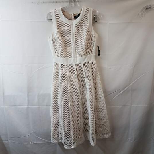 Tahari White Mesh Sleeveless Dress image number 1