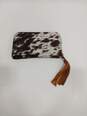 Western Linens Tan/White Cowhide Zip Around Card Wallet image number 1