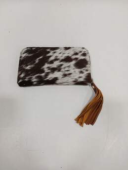 Western Linens Tan/White Cowhide Zip Around Card Wallet