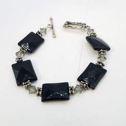 Sterling Silver Crystal Bead Toggle 7 1/4 Bracelet 21g