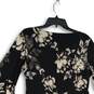 NWT Womens Black Floral Long Bell Sleeve Boat Neck Back Zip Sheath Dress Size 16 image number 4