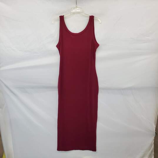 L * Space Burgundy Ribbed Knit Sleeveless Maxi Dress WM Size XL NWT image number 2