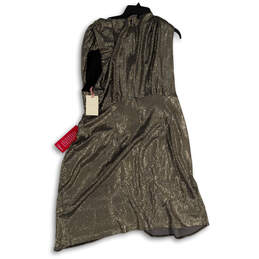 NWT Womens Gray Sleeveless Round Neck Back Zip Sequin Wrap Dress Size 24W alternative image