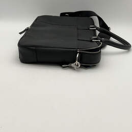 NWT Mens Black Attache Leather Detachable Strap Double Handle Briefcase