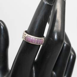 Artisan MGD Signed Sterling Silver Purple Accent Ring Size 6 - 4.0g