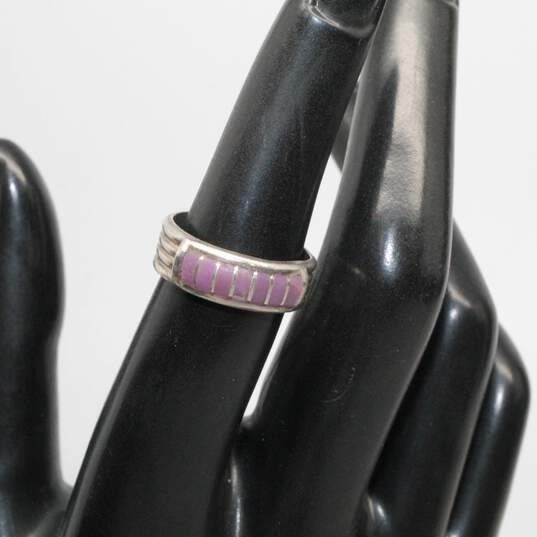 Artisan MGD Signed Sterling Silver Purple Accent Ring Size 6 - 4.0g image number 1