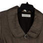 Womens Brown Short Sleeve Collared Button-Front Cropped Jacket Size 16 image number 3