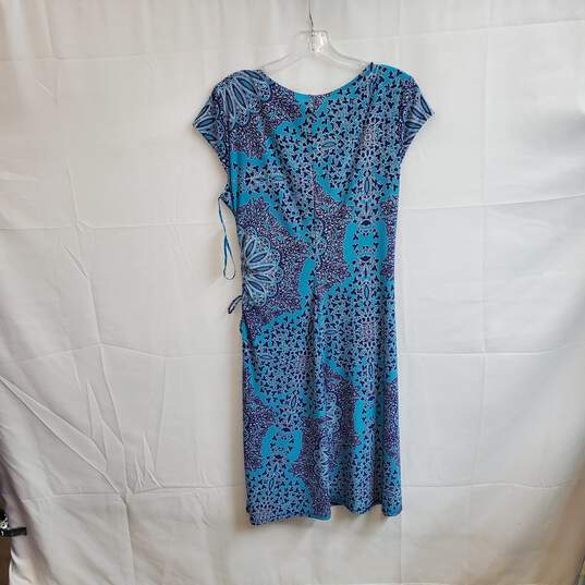 Eva Picone Teal & Blue Floral Patterned Faux Wrap Dress WM Size 14 NWT image number 2
