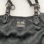 Womens Black Monogram Print Leather Chain Double Handle Strap Tote Bag image number 5