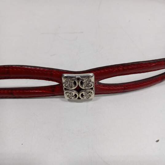 Red & Brown Leather Brighton Belt w/ Silver Tones image number 6