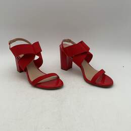 Stuart Weitzman Womens Alana Red Adjustable Strap Slingback High Heels Size 8