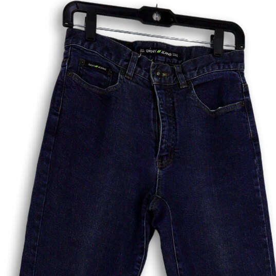 Womens Blue Dark Wash Denim Stretch Pockets Classic Skinny Leg Jeans Size 6 image number 3