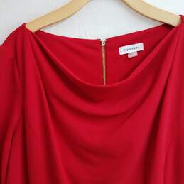 Calvin Klein Red Cow Neck Quarter Sleeve Mermaid Dress - Size 16 alternative image