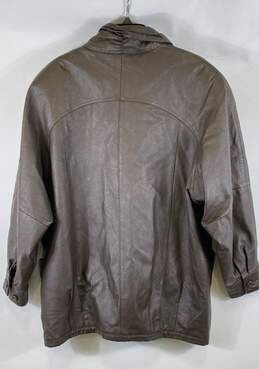 Jacqueline Ferrar Womens Brown Leather Long Sleeve Button Front Jacket Size L alternative image