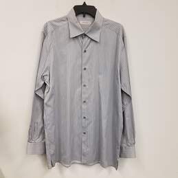 Mens Multicolor Cotton Striped Long Sleeve Button Up Dress Shirt Size XL