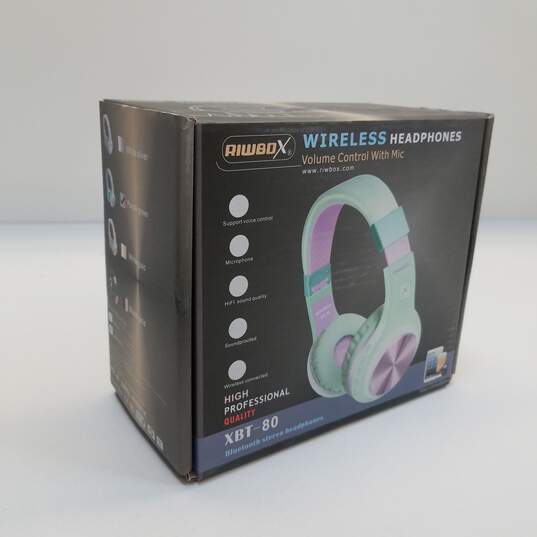 Riwbox XBT-80 Wireless foldable Mint Green Headset Over Ear Bluetooth IOB image number 4