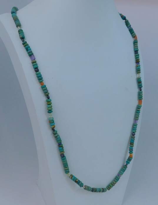 Carolyn Pollack 925 Turquoise Amethyst Carnelian Bead Necklace 45.6g image number 2