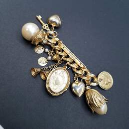 Kirks Folly Gold - Tone Multi - Charm Faux Pearls Crystal Brooch 47.2g alternative image