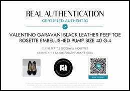 Valentino Garavani Women's Black Suede Peep Toe Rosette Embellished Pumps Size 9 AUTHENTICATED alternative image