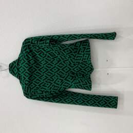 Diane Von Furstenberg Womens Green Black Wool Button-Up Shirt Size 0 w/ COA alternative image