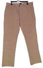 Mens Tan Slash Pocket Straight Leg Button Chino Dress Pants Size Large image number 1