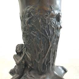 Noel Ruffier Signed Antique Art Nouveau Bronze Trumpet Lily Sculpture Vase