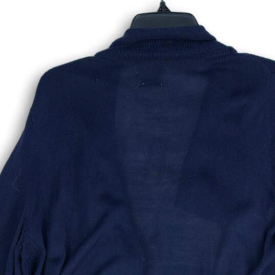 Van Heusen Womens Navy Blue Ribbed Knit Long Sleeve Cardigan Sweater Size Large image number 4