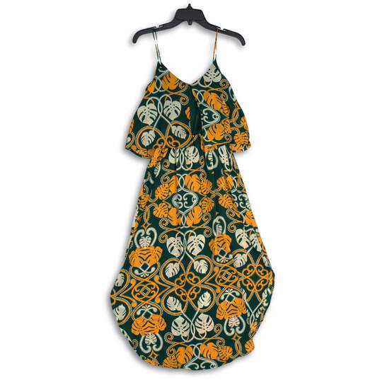 H&M Womens Green Orange Tropical Print Spaghetti Strap Blouson Dress Size 4 image number 2