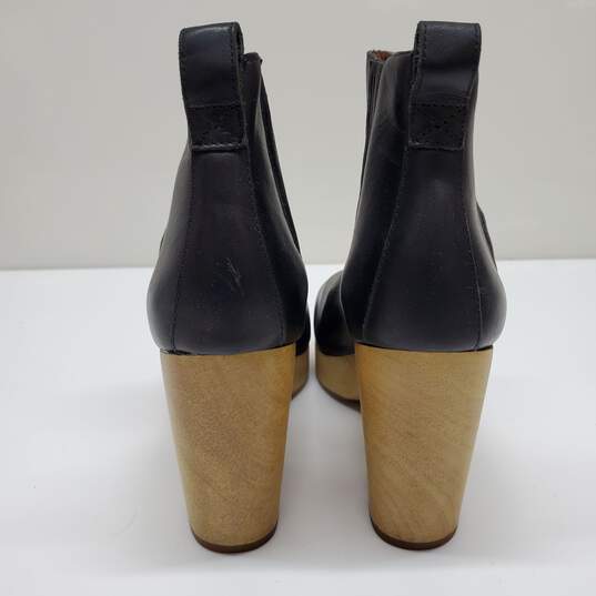 Madewell Marco Black Leather Chelsea Booties Wooden Platform Heel Women's Size 9 image number 4