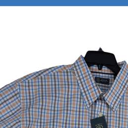 NWT Arrow Mens Blue Orange Plaid Short Sleeve Spread Collar Button-Up Shirt XXL alternative image